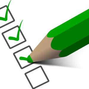 Checkliste mit Stift